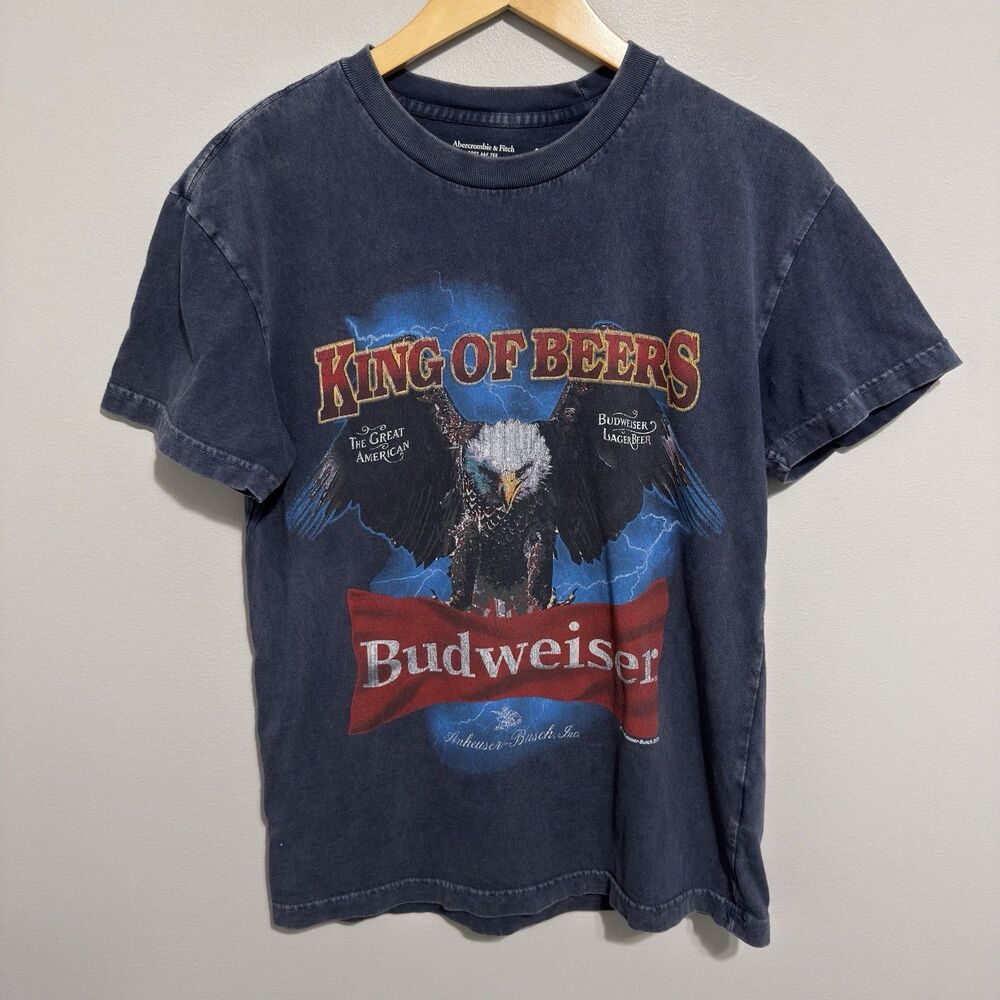 Vtg Abercrombie & Fitch Shirt Mens S Blue Budweiser King Of Beers Graphic Tee
